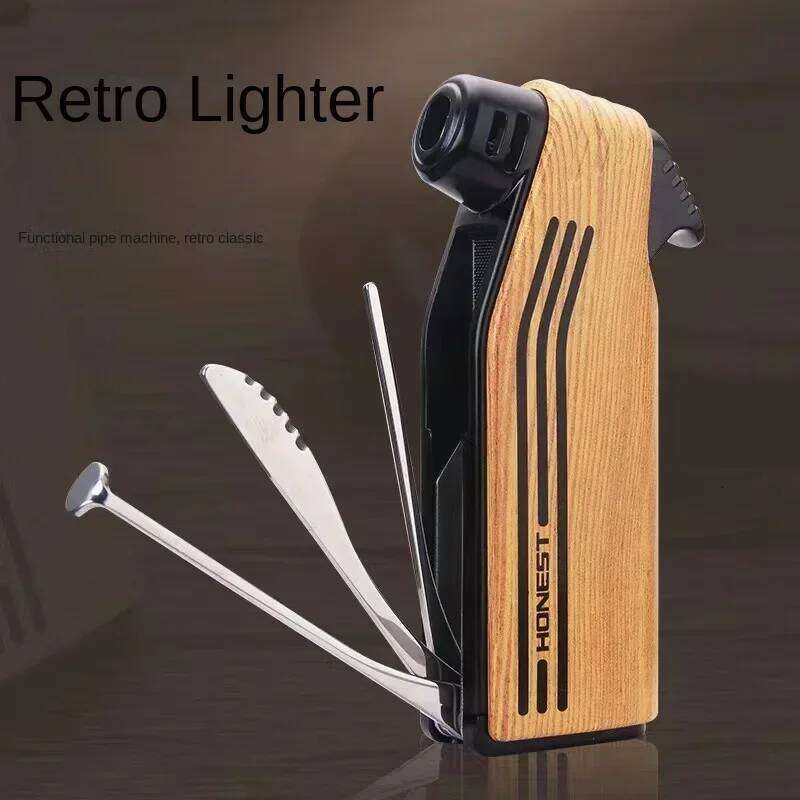 Baicheng Multifunctional Pipe Lighter, Slanted Open Flame, Creative Trendy Anti-scalding Men's Special Pressure Rod Smoking Set W260202