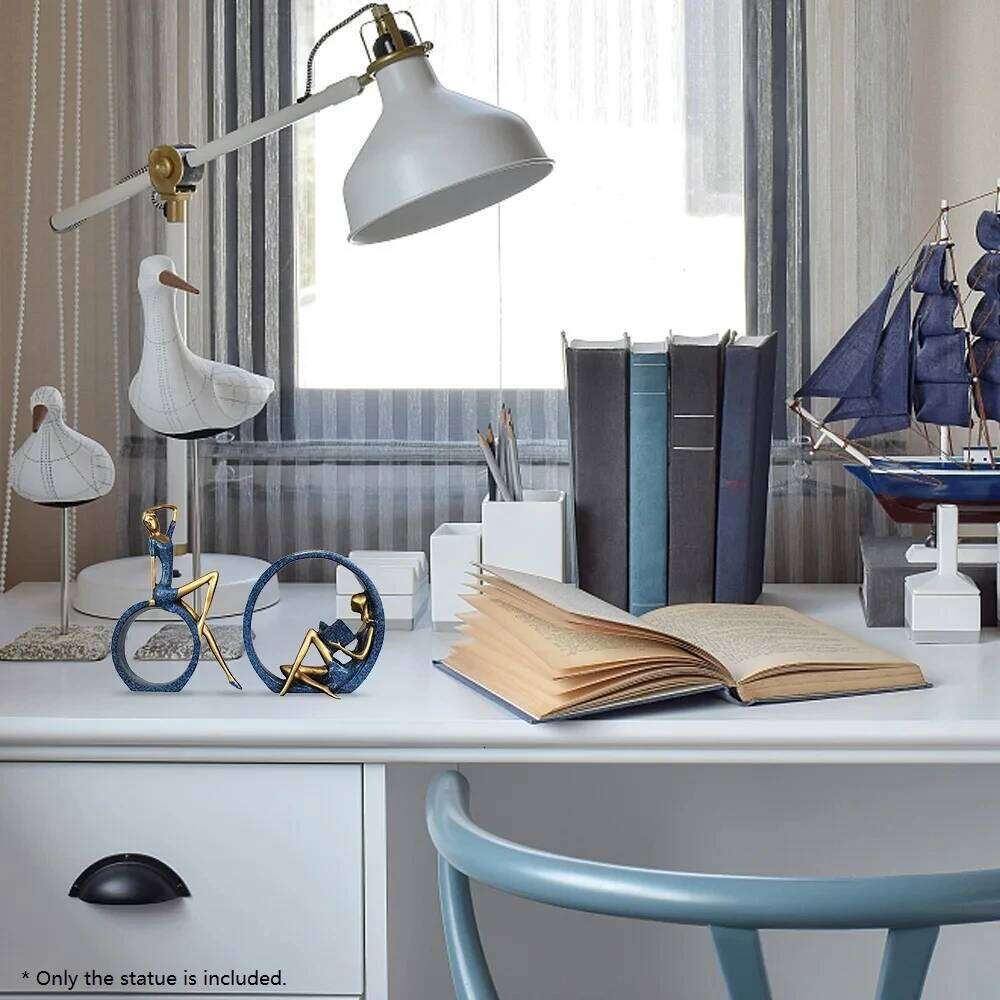 2PCS Yoga Figurine Reading Girl Statue Ornament for Desktop Office Bedroom Living Room Y260202