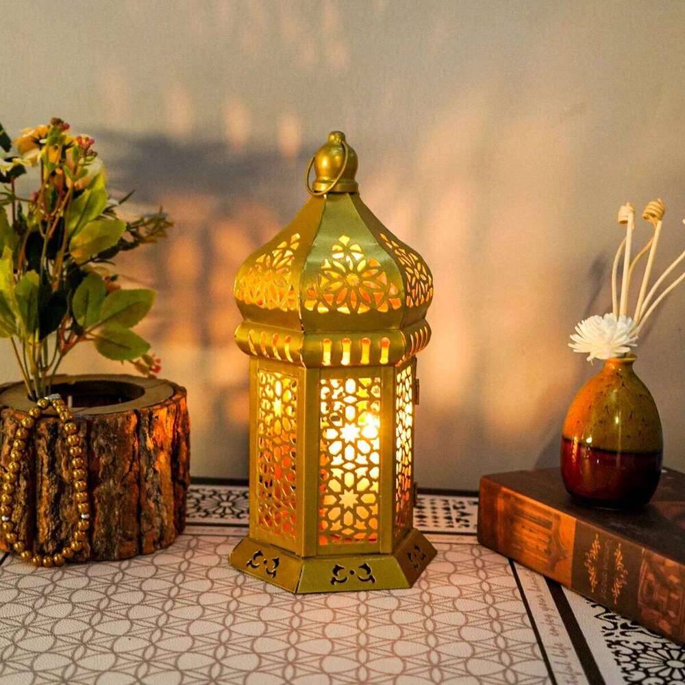 1PC Metal Morocco Lantern Holder, Elegant Home Cutout Wrought Iron Wind Lamp Candle Holder Tabletop Crafts Y260131