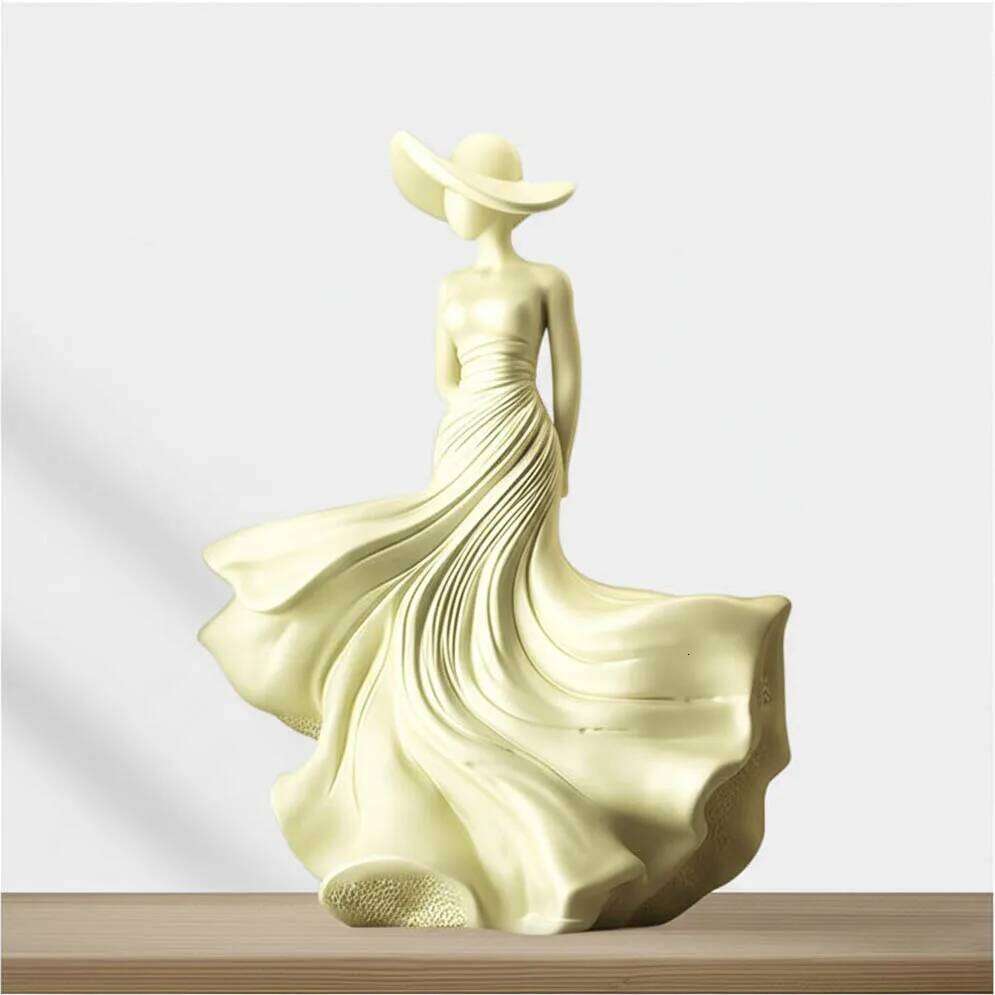 Whispering Breeze Lady Art Figurine - Sophisticated Resin Ornament for Modern Home Accent Y260202