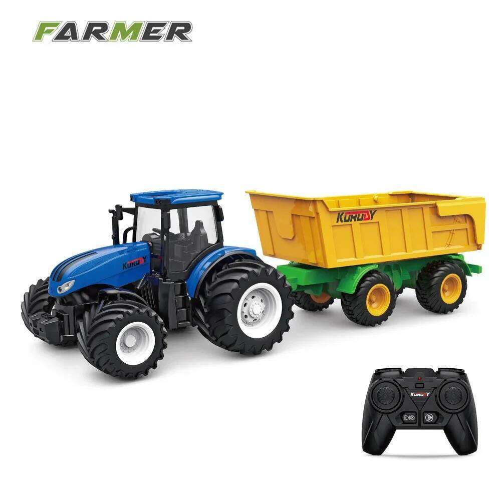 High horsepower electric 6CH remote control tractor 2.4G RC farmer tool engineering car children's toy Y260131
