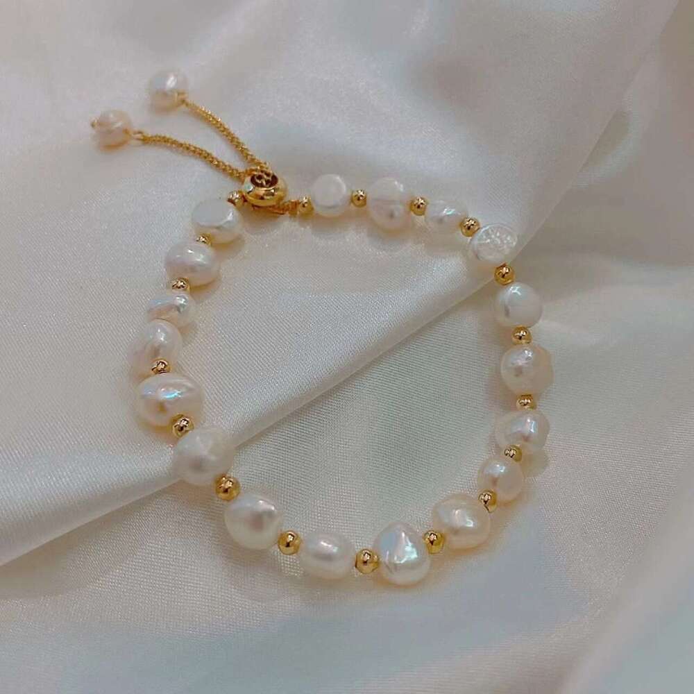 French Baroque natural pearl bracelet, light luxury, niche, high-end, personalized pull-out design jewelry