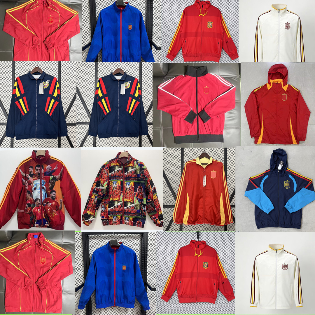 New + Retro Spain 2025 2026 soccer tracksuit long sleeve coat MARTINELLI football shirt REVERSIBLE jersey windbreaker Two-sided suit 1996 kit zipper down jacket pants