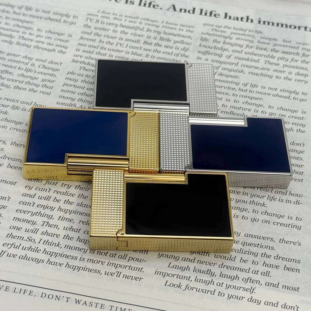 Lacquered surface lighter Refillable Gas Metal Diamond Pattern Soft Single/Double Flame Clear W260202