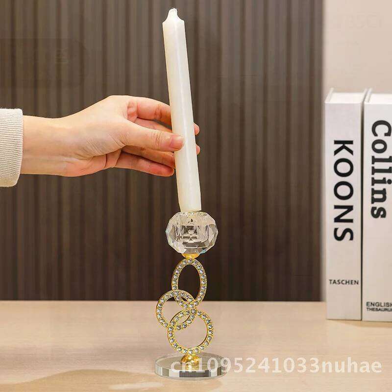 2-Piece Metal Candlestick Set - Gold/Silver Romantic Atmosphere Create Home Decorations Crystal Ornaments Y260131