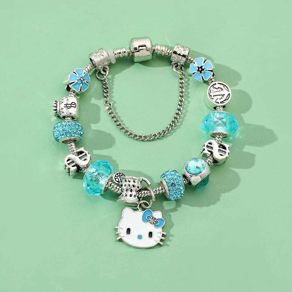 Romantic Silver Color Charm Bracelet with Hello Kitty Brand, DIY Jewelry Making, Party, Trendy, 1 Pc H260202