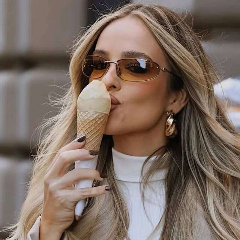 Oval Frameless Y2K Luxury Brand Design High-end Styling Punk Outdoor Retro Personality Sunglasses Women H260202