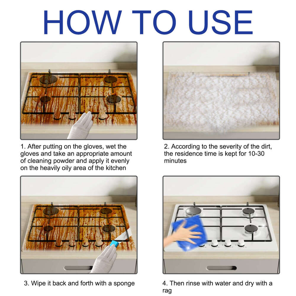 Jue-Fish Protective Kitchen Range Hood Stove Faucet Oil Stain Cleaning Powder S260202