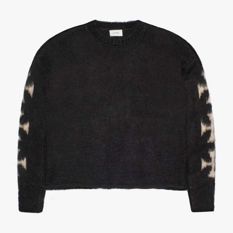 European And American Retro Cross Knitted For Men High Street Fashion Niche Design Loose Round Neck Sweater Ins Trend