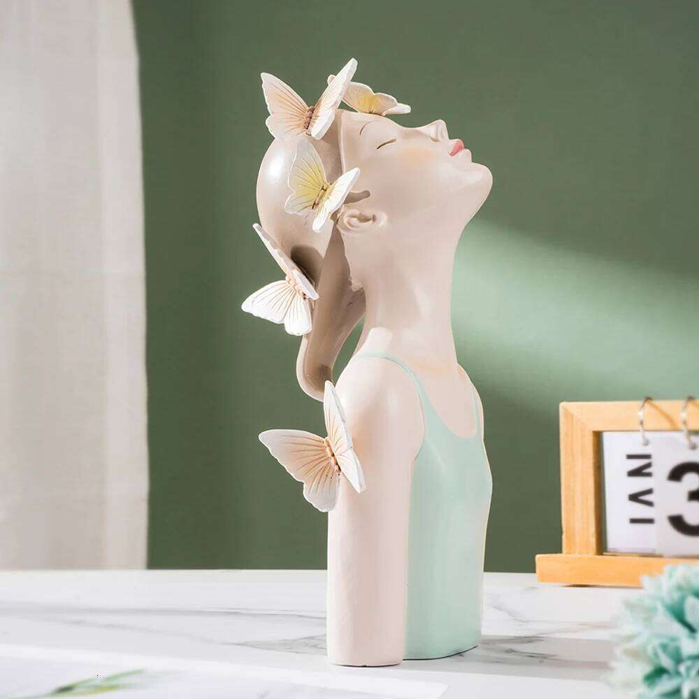 Vilead Butterfly Girl Sculptures Teens Pink Room Decoration Interior Fairy Garden Pop Art Modern Decor Bedroom Home Design Y260202