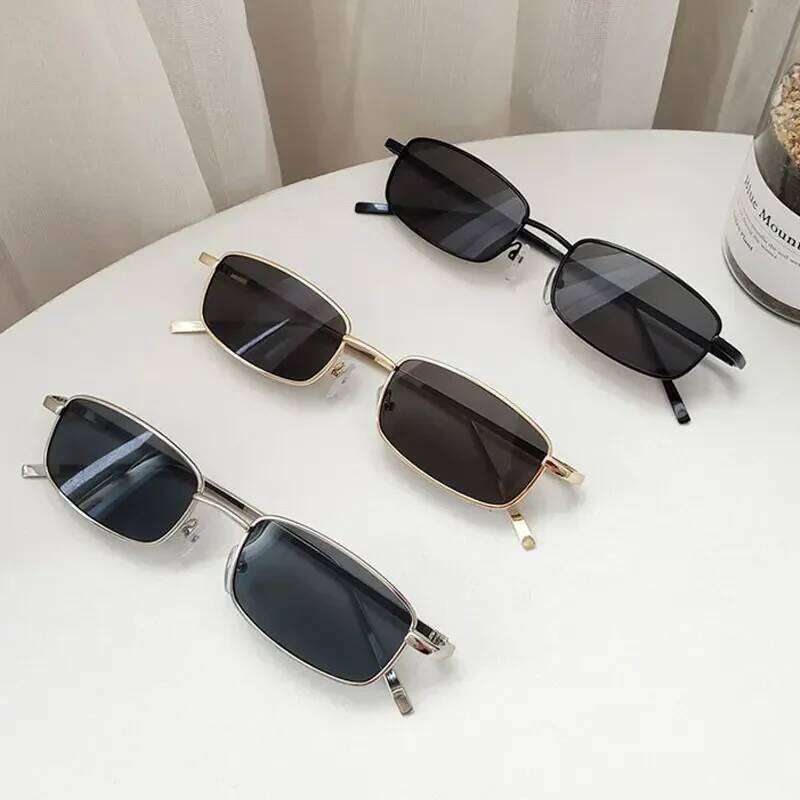 New Fashion Small Rectangle Sunglasses Men Women Vintage Square Driving Sun Glasses Luxury Brand Metal Frame Eyewear H260202