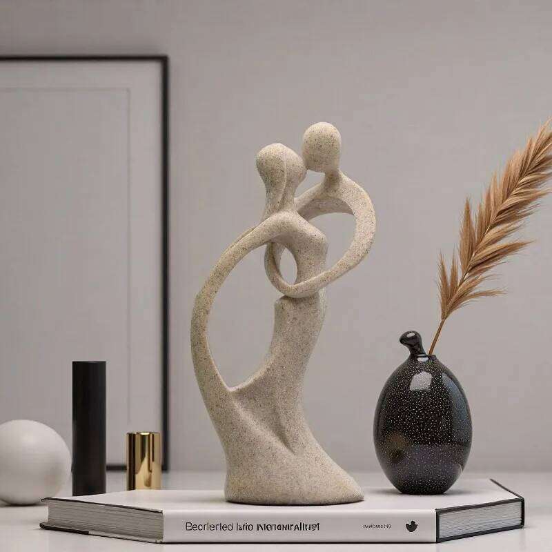 Modern Simple Couple Resin Crafts Home Decoration Wedding Gifts Living Room Creative Golden Sandstone Statue Figurine Sculpture Y260202
