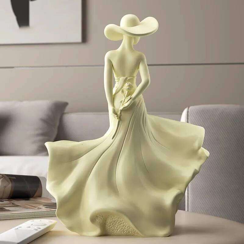 Whispering Breeze Lady Art Figurine - Sophisticated Resin Ornament for Modern Home Accent Y260202