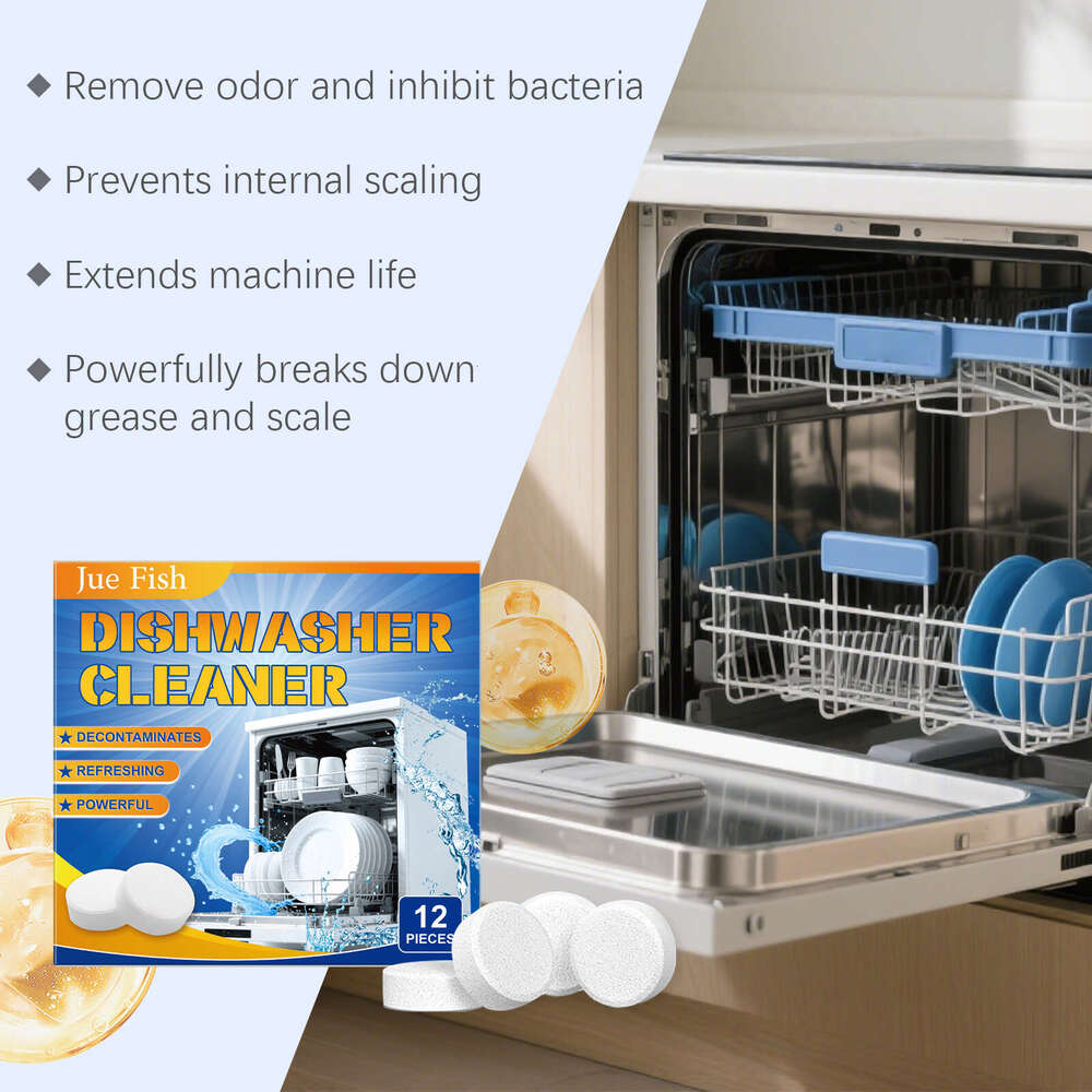 Jue Fish Dishwasher Degreasing Tablets Remove Grease Reduce Scale Keep Tableware Clean Household Cleaning S260202