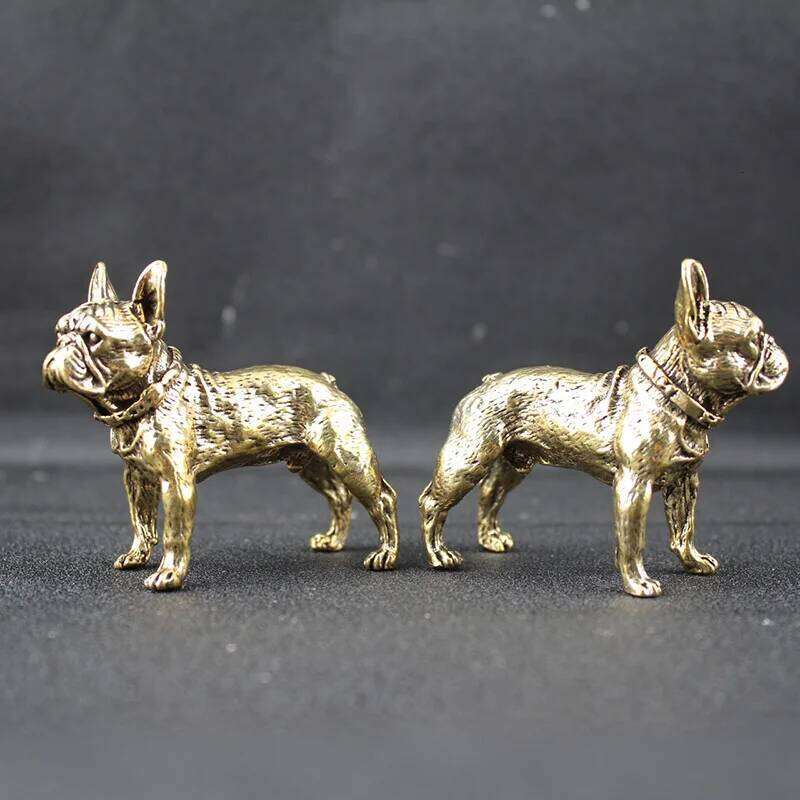 Brass Bulldog Statue Decor Desktop Ornament, Fighting Figure Home Decoration Sand Skin Dog Zodiac Ornament Y260202