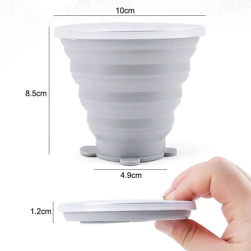 FAIS DU Silicone Folding Cup 200ml Food Grade Water Cups Portable Drinking Mug with Lids For Travel Camping Reusable Drinkware Z260202