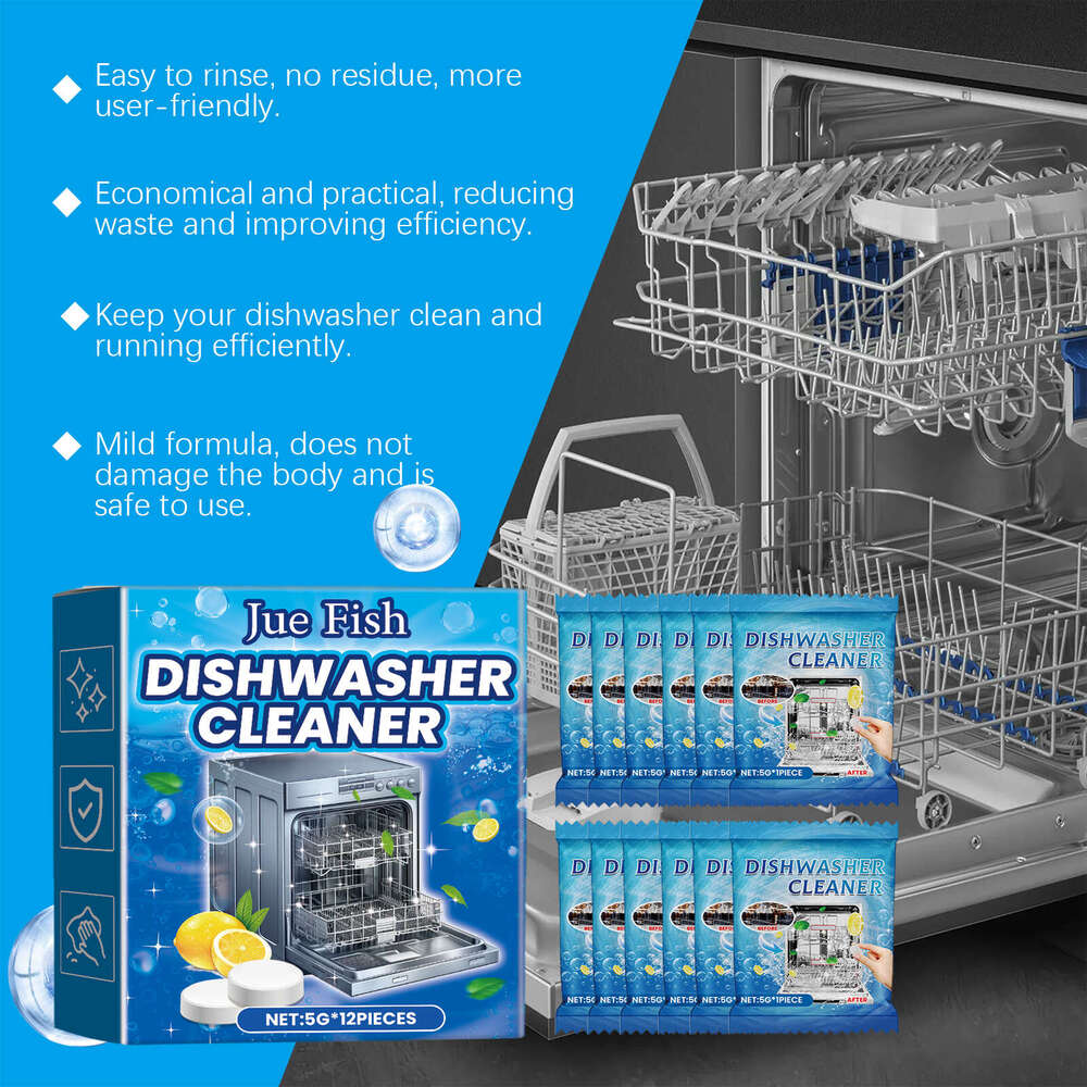 Jue-Fish Dishwasher Cleaning Effervescent Tablets Kitchenware Stain Removal Heavy Grease Stains Tableware Cleaner Dishwashing Detergent S260202