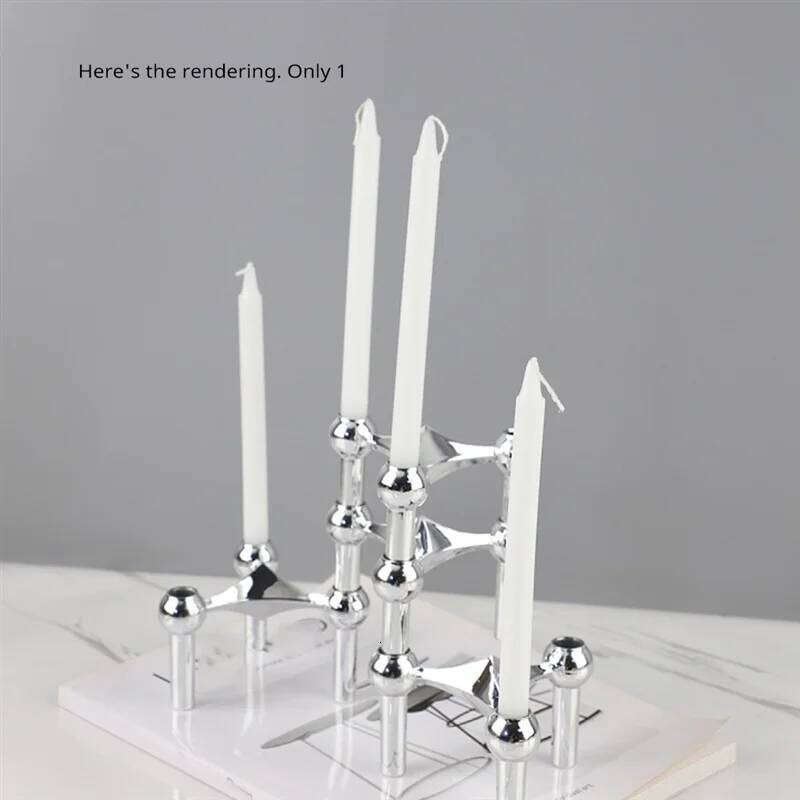 A27F-Nordic Molecular Structure Candlestick Centerpieces Decorative Candlesticks Silver Y260131