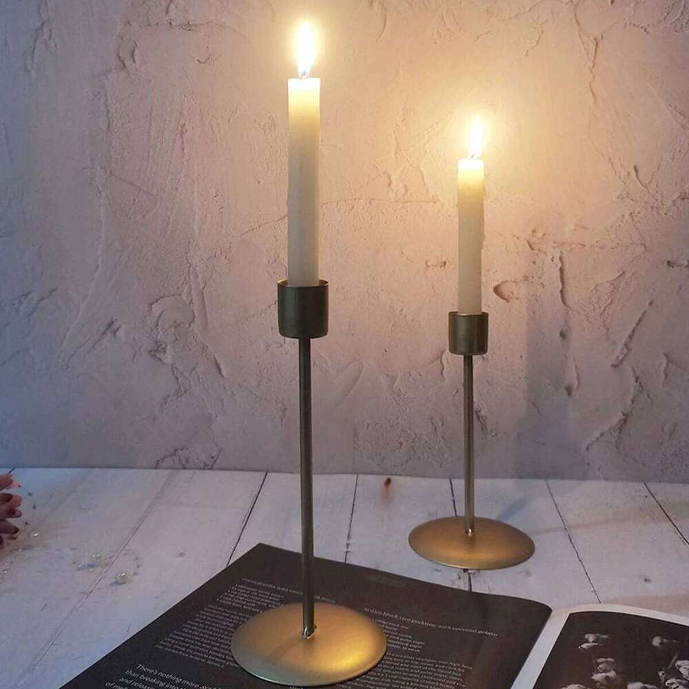 2Pcs Black Metal Candlestick Taper Decorative Candle Holder for Wedding Dinning Anniversary Table Centerpieces Y260131