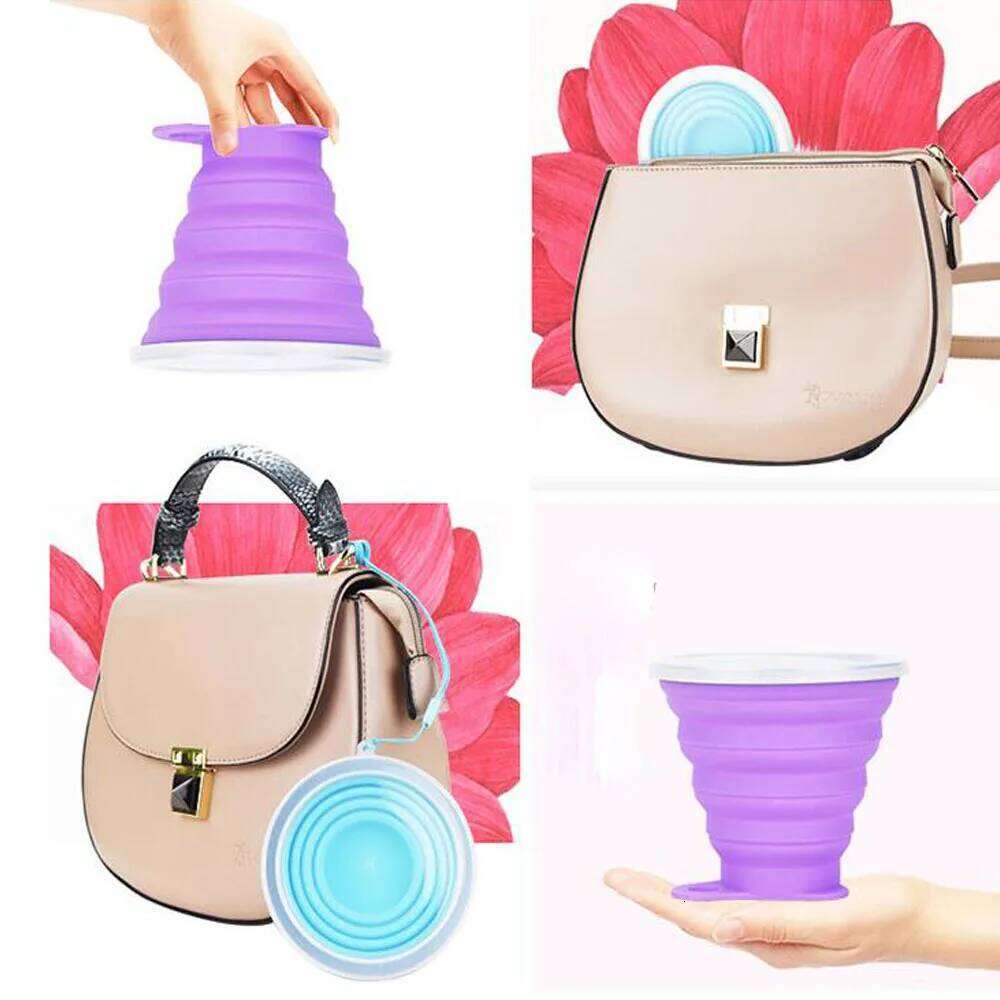 270ml Portable Silicone Folding Water With Lanyard / Lid Retractable Travel Mini Coffee Cups Outdoor Gargle Cup Z260202