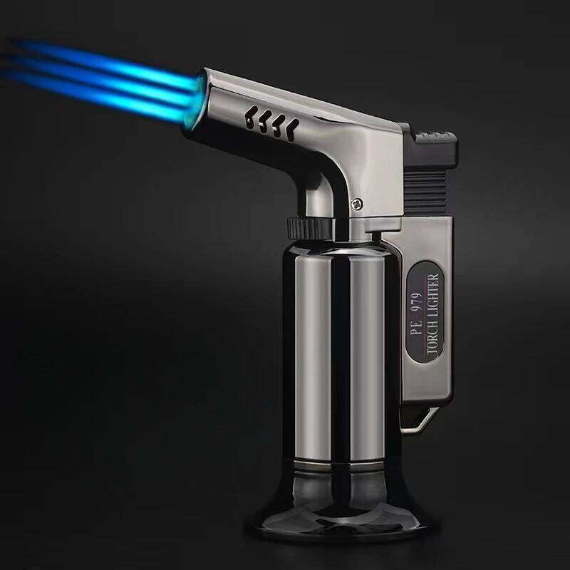 Upgrade 3 Jet Metal Welding Gun Windproof Turbine Gas Lighter Kitchen Cooking Adjustable Flame Powerful Airbrush Cigar Tool W260202