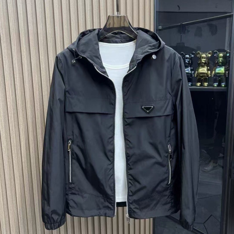 2026 New Spring and autumn solid color simple jacket men's high-end casual windproof hooded jacket