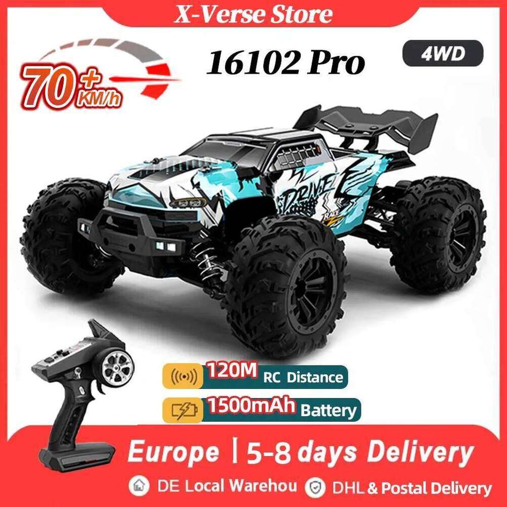 16102 4x4 2.4G Brushless 70KM/H High Speed Remote Control Car 1:16 Off Road RC Toys 16101 PRO 4WD For Kid Gifts Y260131
