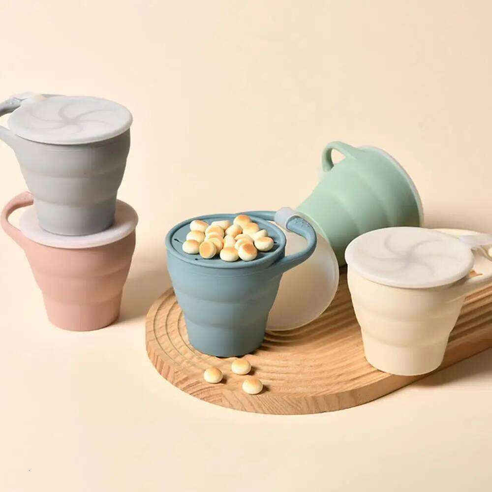 Silicone Cup Soft Baffle 350ml Leak-Proof Foldable Snack Container Microwave Safe Fruit Biscuit Holder Z260202