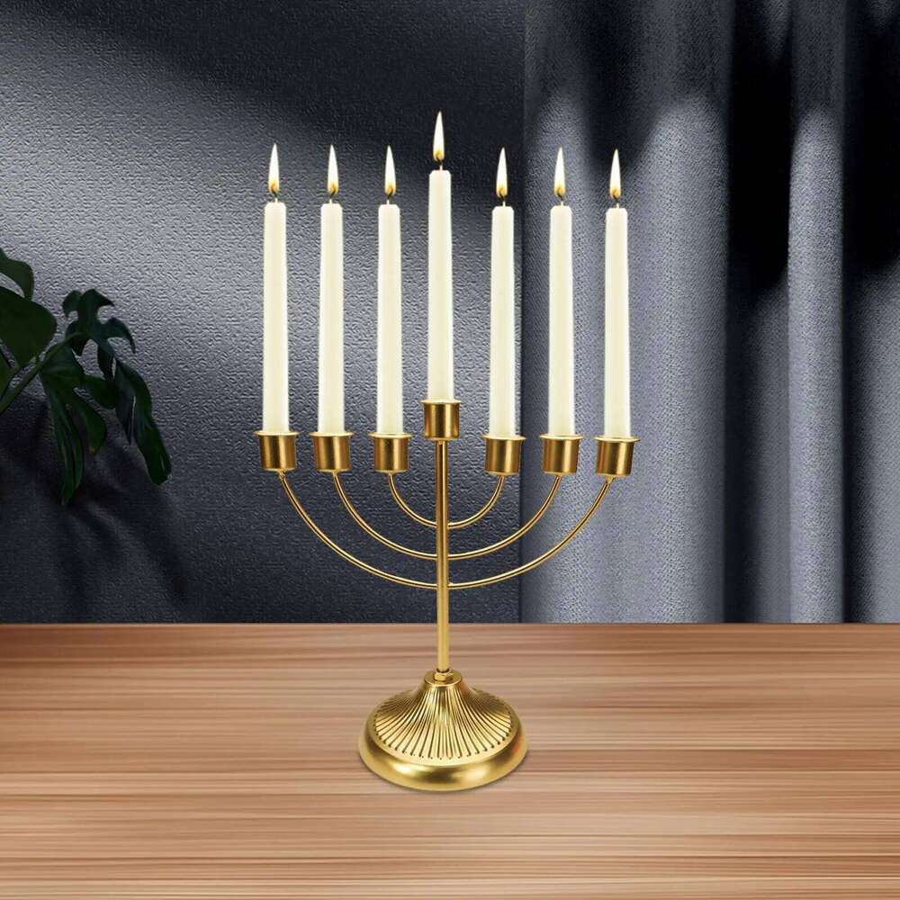 Candlestick Jewish Traditional Candle Holder Candelabra Menorah for Living Room Home Decoration Y260131