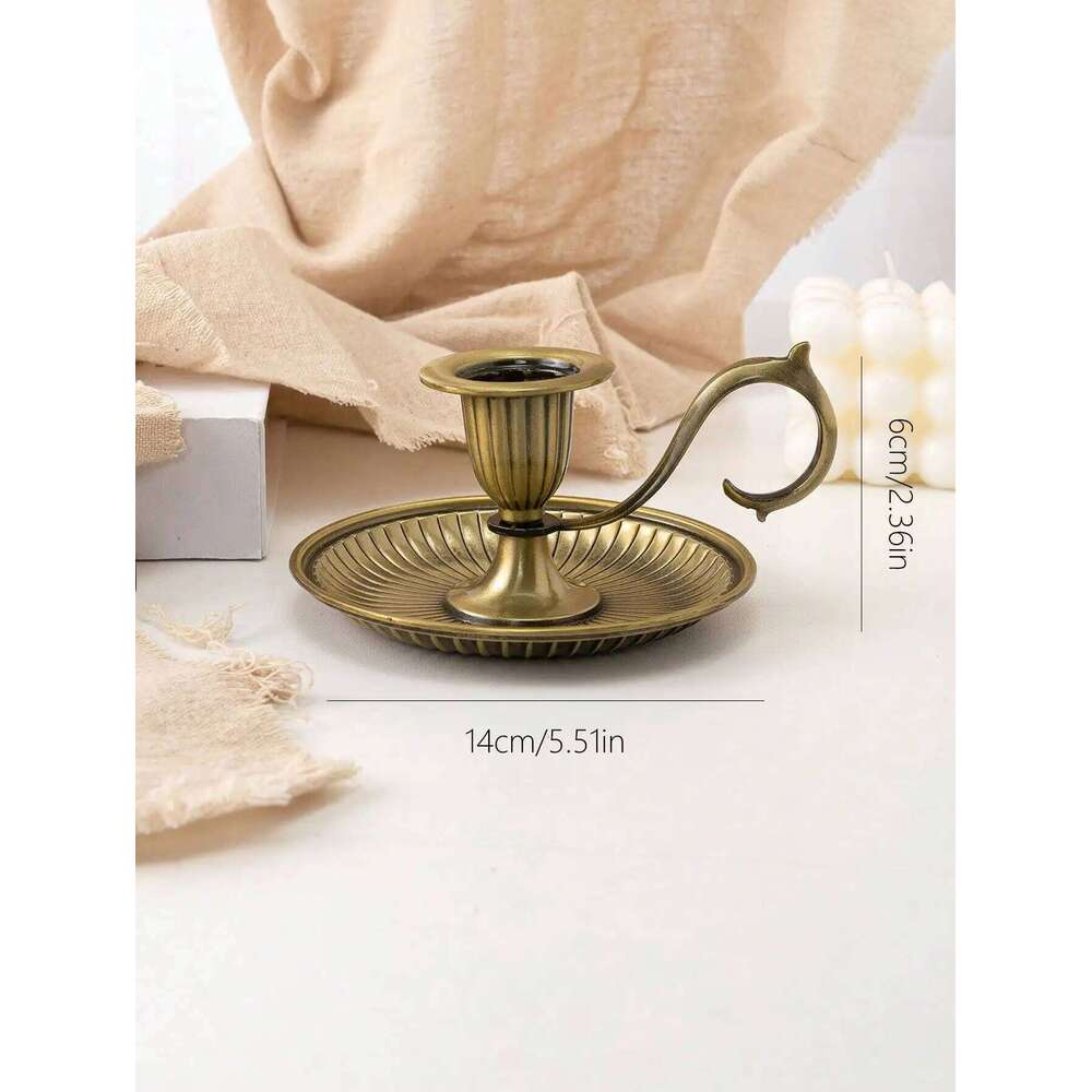 1PC European style church home villa handicraft ornaments zinc alloy household hand-held candle holder Y260131