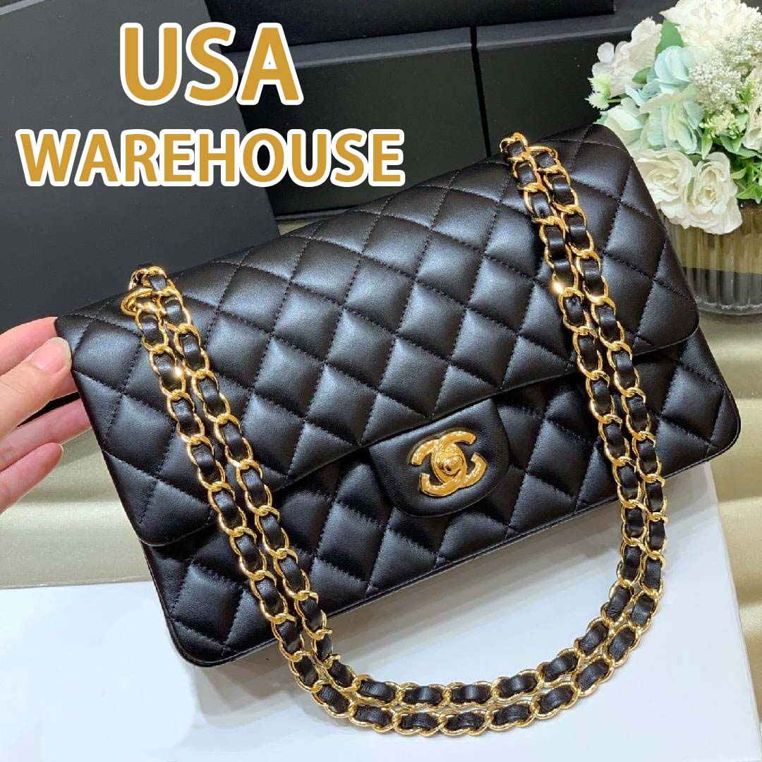 High Quality Designer Bags Shoulder Ladies Fashion Gold Clasp Chain Shoulder Embossed Cowhide Caviar Flap Wallet Designer Crossbody Bag Medium Luxury Bag Limited