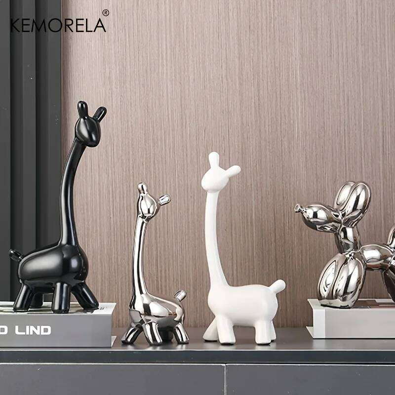 Ceramic Statue Ornaments Giraffe Figurines Sculptures Bookshelf Table Ornament For Living Room Bedroom NightStand Decors Y260202