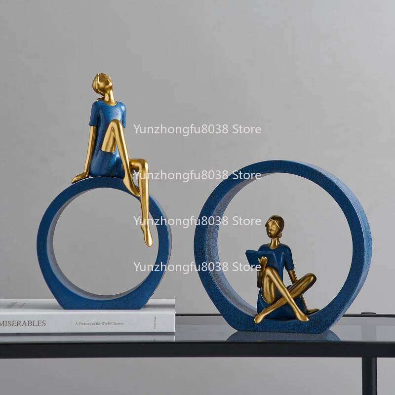 Home Decoration Reading Luxury Living Room Dining Table Ornament Resin Crafts Abstract Statue Office Desktop Accessories Y260202
