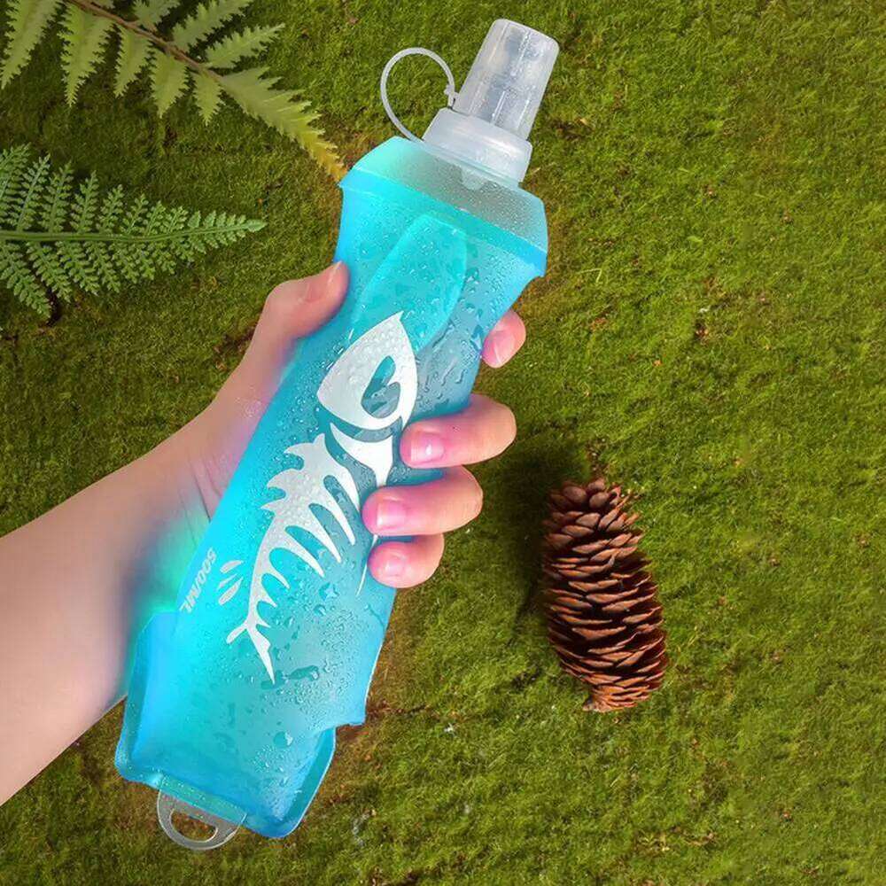500ml Foldable Silicone Soft Flask Collapsible Water Bottles Outdoor Sport Running Traveling Hiking Camping Climbing Hydration Z260202