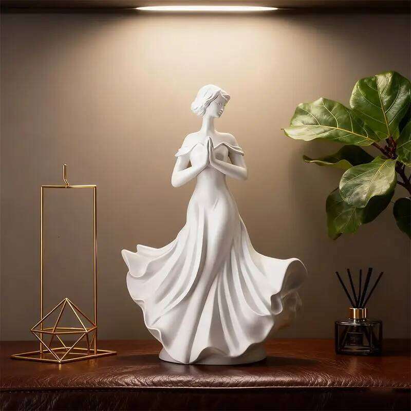 White Resin Figure Art Living Room Entrance TV Cabinet Human Body Exquisite Goddess Decor Woman Small Sculpture Gift Y260202