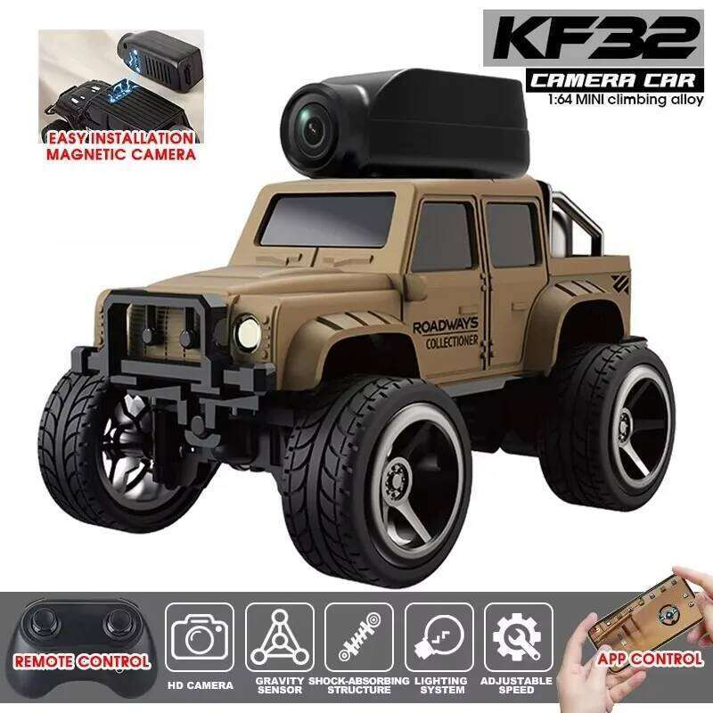 KF32 1:64 RC Mini Climbing Car With LED Light and HD Camera Radio Remote Control Cars Alloy Toy For Kids Christmas Holiday Gift Y260131