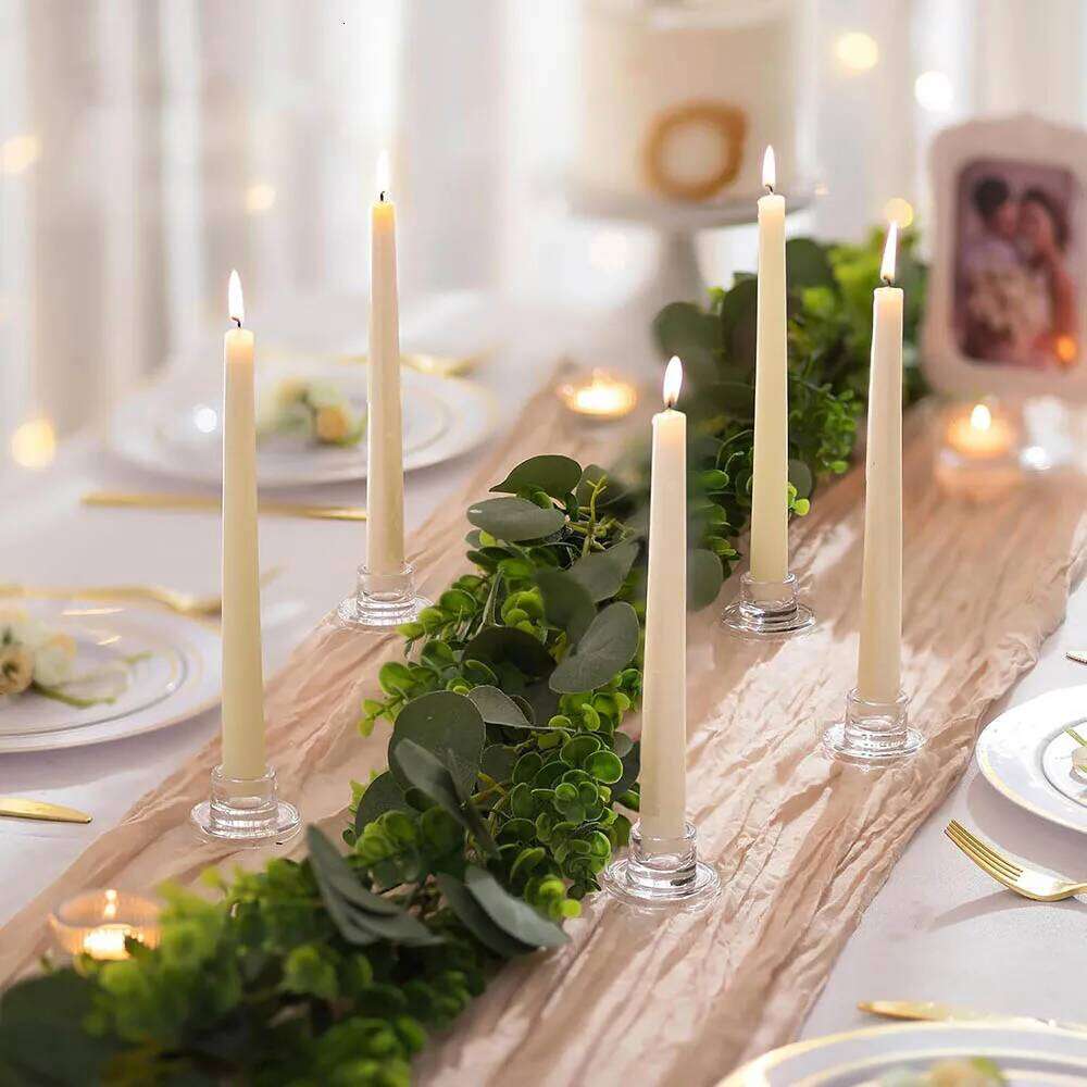 Candlestick Holders Clear Short Tapered Candle Holder for Table Centerpiece Wedding Party Advent Christmas Home Decorations Y260131