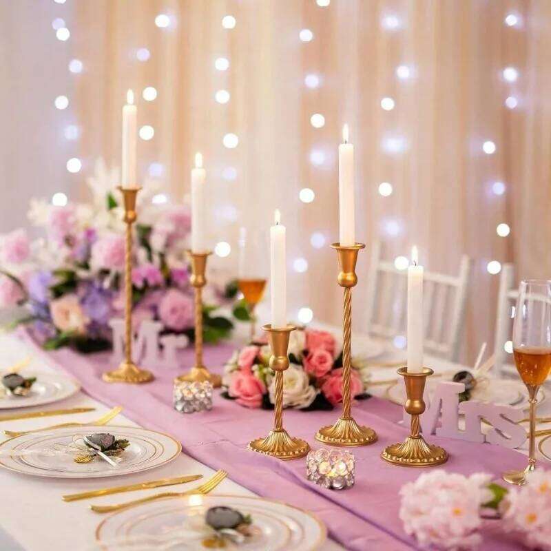 Metal Candle Holder Iron Art Candlestick Dining Table Wedding Romantic Decor Finish for Home and Office Party Ornaments Y260131