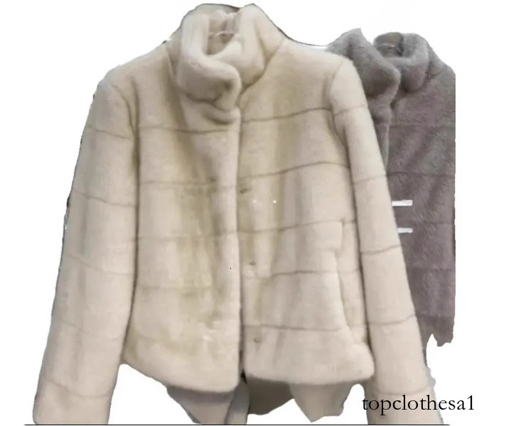 New Luxurious Mink for Women, Faux Rabbit Short Thickened Fur Coat in Winter Beige and Apricot Colors - view 8