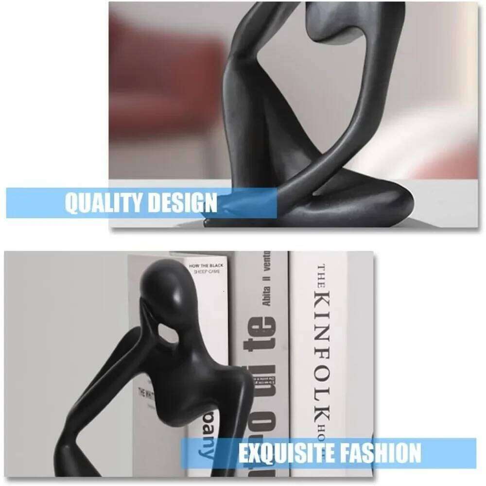 Decorations for Home Living Room Office Mini Thinker Sculpture Ornaments Resin Black Modern Abstract Sculptures Desktop Y260202