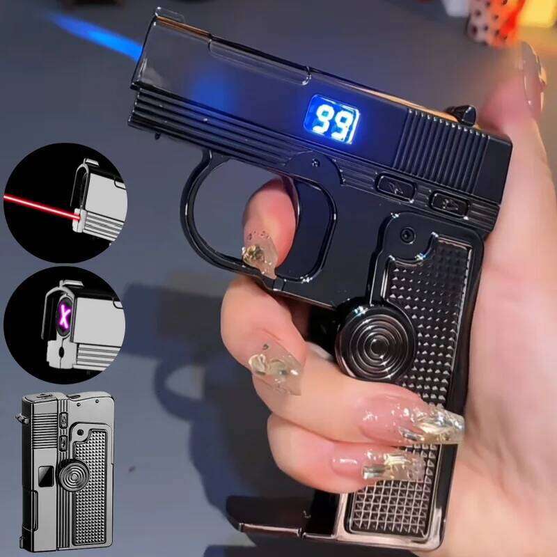 2025 Windproof Gas Electric Dual Use Laser Metal Inflatable Multifunctional Folding Rotary Lighter Men's Smoking Gift W260202
