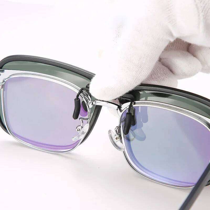 Polarized Square Men Clip On Glasses Flip-up Frames Sunglasses Covers Blue Night Vision Color Lens 2024 H260202