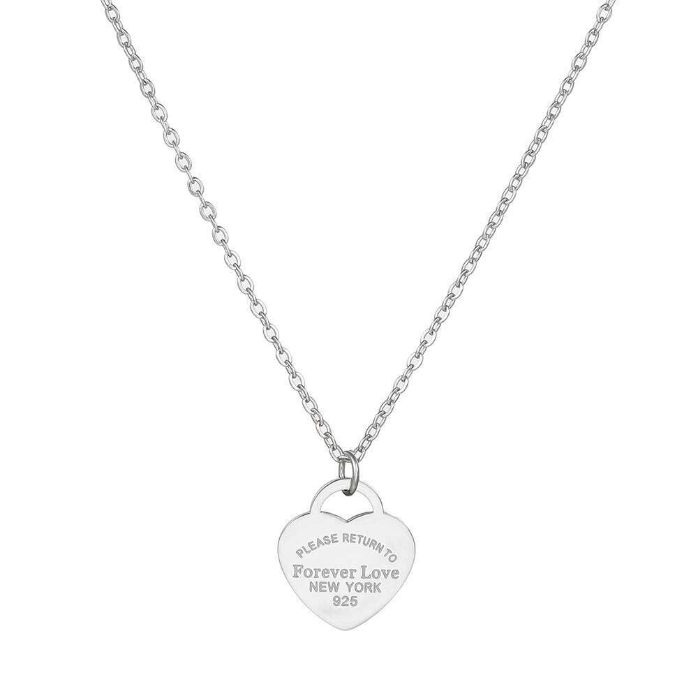 European and American Stainless Forever Love Pendant Women's Fashion Titanium Steel Peach Heart Collarbone Chain Necklace