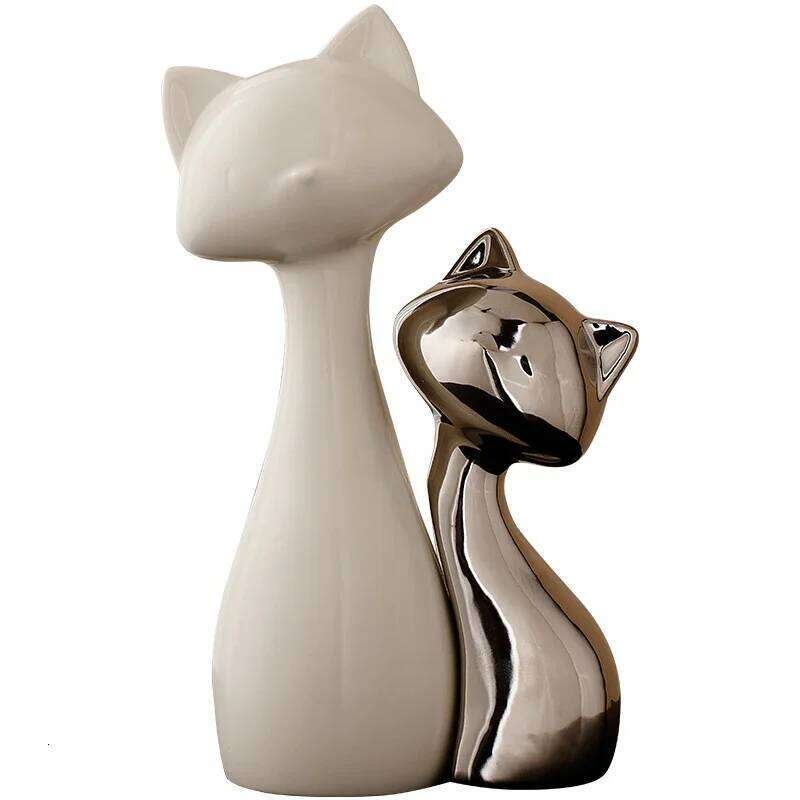 Artisan Cat Sculpture Minimalist CeramicDecor for Shelves & EntrywayWhimsicalFelineAccent with GoldLeafUniqueHomeOfficeGift Y260202