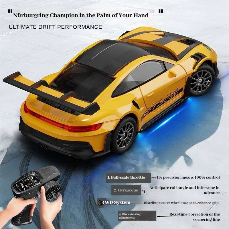Hongxing model 1:43 full scale RC four-wheel drive drift remote control car GTR mini racing toy desktop gift for men Y260131
