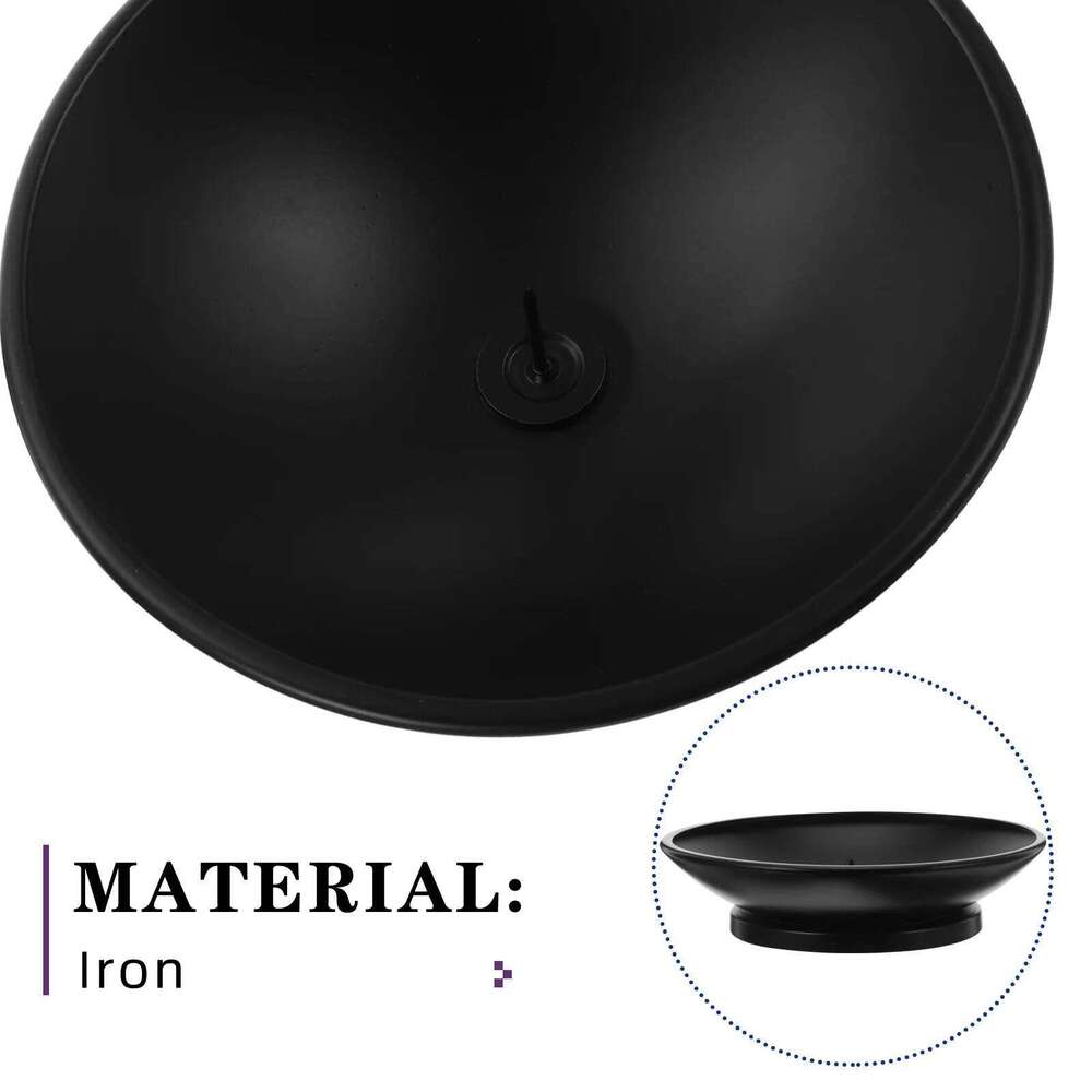 Vintage Holder Black: Retro Iron Pillar Candlestick Plate For Wax Led Aromatherapy Spa Wedding Party, Metal Y260131