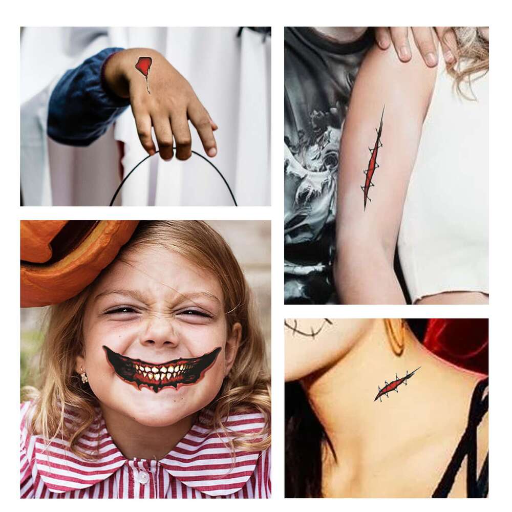 Jue-Fish Halloween Horror Party Makeup Decoration Mouth Tattoo Stickers S260202