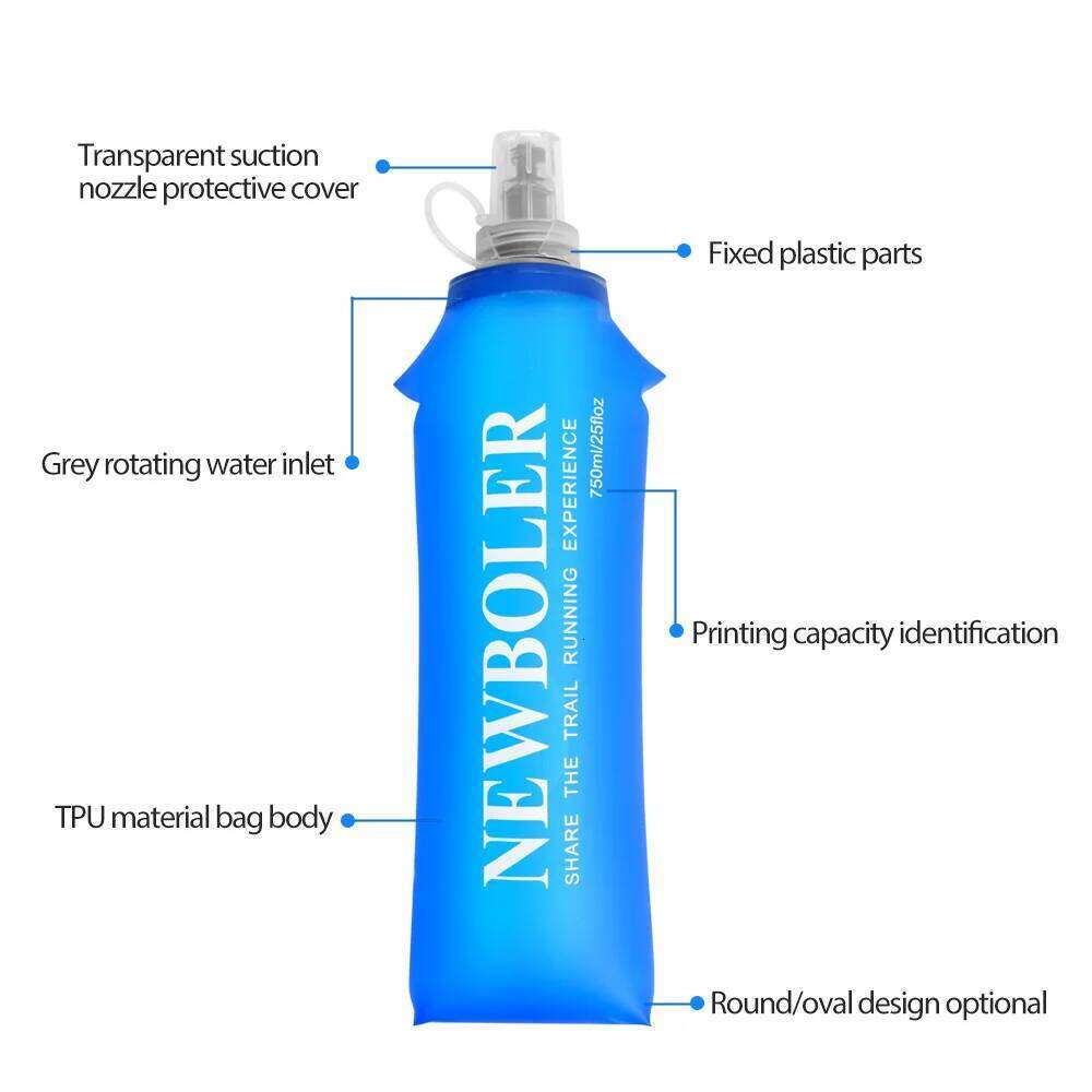750ml TPU Outdoor Sport Folding Soft Flask Drink Bottle for Running Camping Hiking Bicycle Fitness Water Bag Z260202