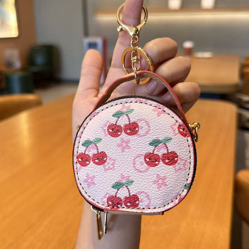 Women's Vintage Print Cherry Mini Wallet Crossbody Handbag Keychain Small Coin Purse 2026 New Fashion Style