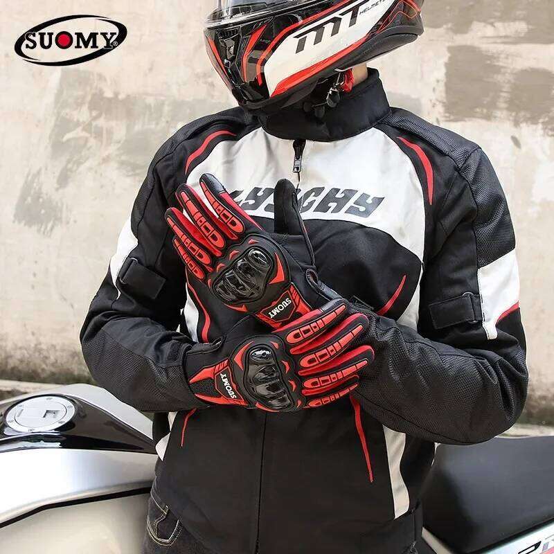 Winter Thin Motorcycle Gloves Men Women Touch Screen Motocross Riding Biker Glove for Cycling Black/Red M-XXL XJ260202